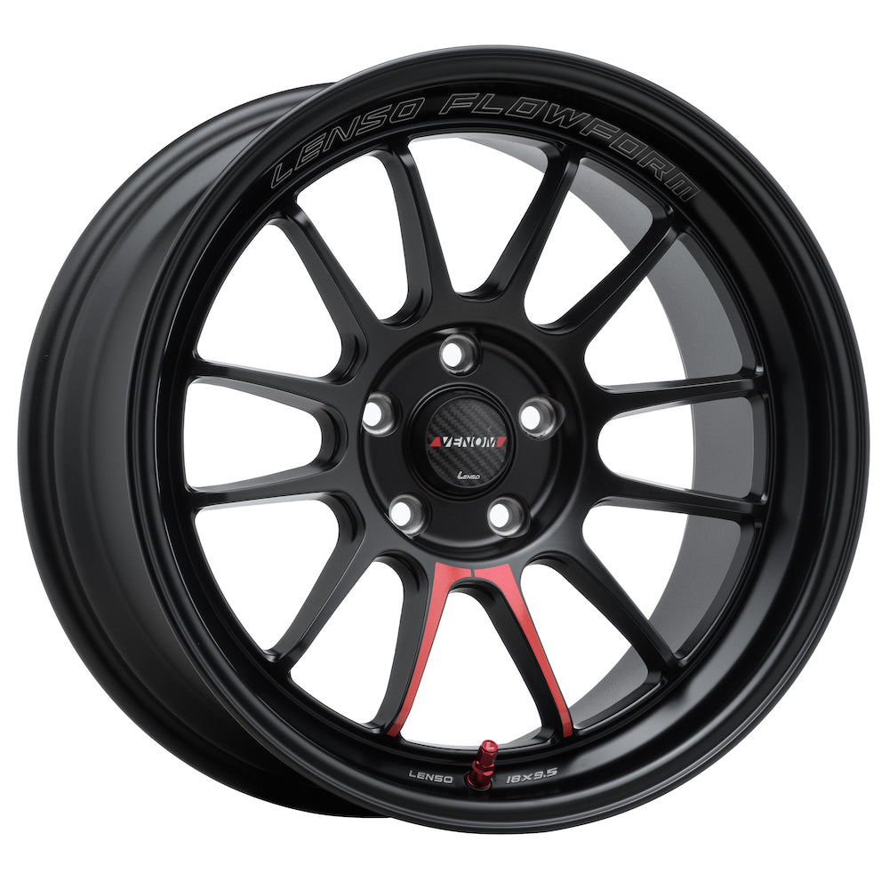 VENOM-5 (FlowFormed) / SATIN BLACK LASER TEXT (RED SPOKE)